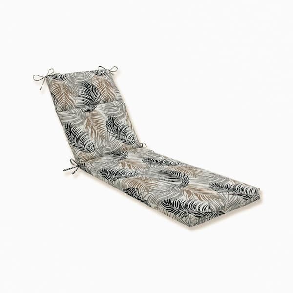 Pillow Perfect Floral 21 x 28.5 Outdoor Chaise Lounge Cushion in Black/Grey Setra