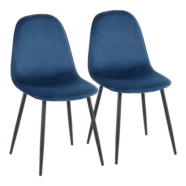 Lumisource Pebble Blue Velvet and Black Metal Dining Chair (Set of 2)