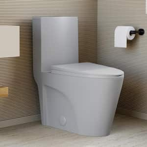 St. Tropez 1-piece 1.1/1.6 GPF Dual Flush Vortex Elongated Toilet in. Matte Grey Seat Included