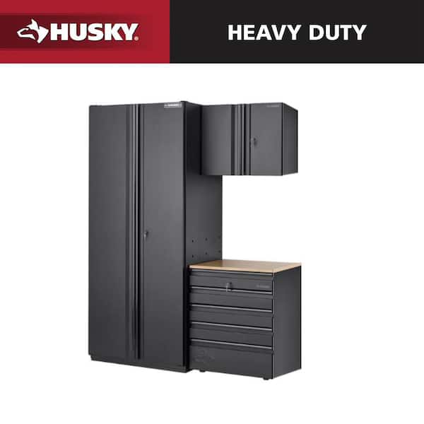 64 in. W x 81 in. H x 24 in. D Heavy Duty Welded Steel 3-Piece Steel Garage Storage System in Black