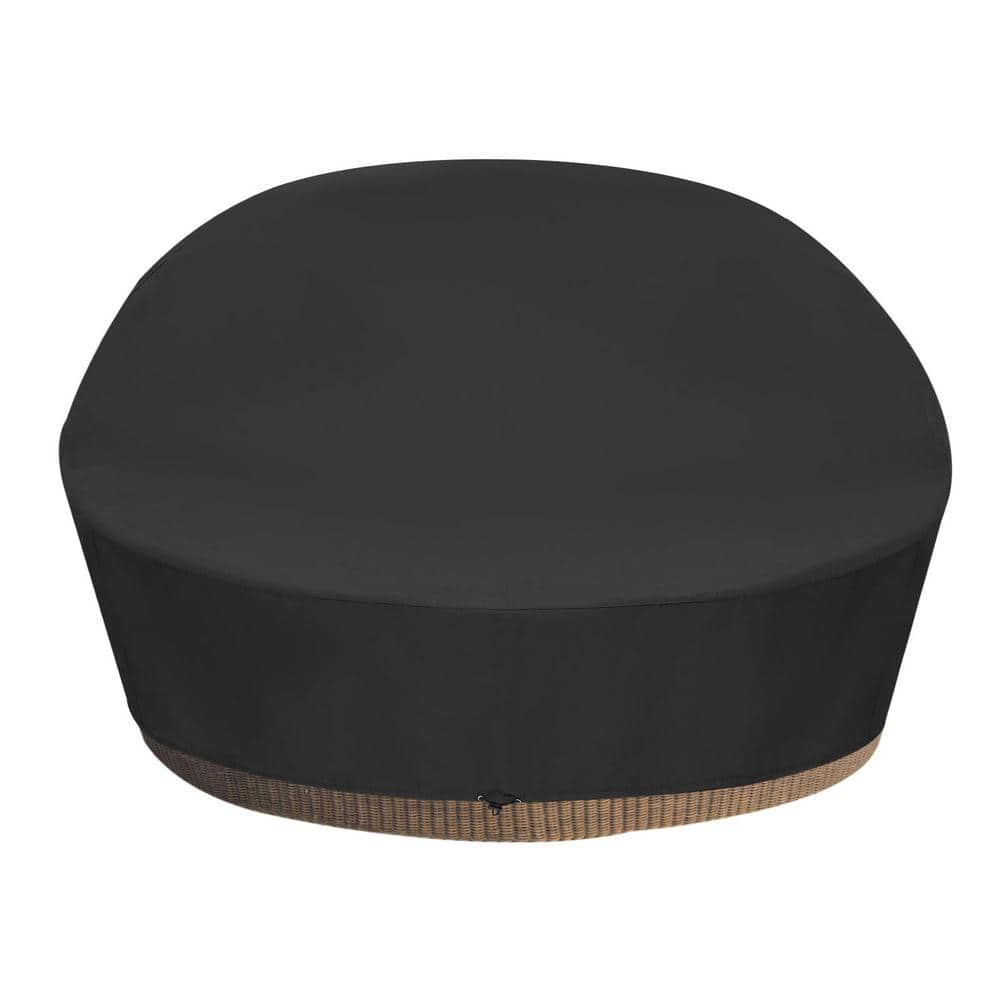 YIYIBYUS 75 in. Black Waterproof Round Canopy Sofa Bed Cover Patio