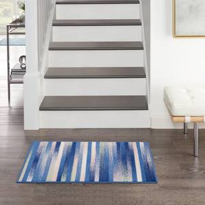 Whimsicle Blue Multicolor 2 ft. x 3 ft. Geometric Contemporary Area Rug