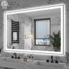 48 in. W x 32 in. H Rectangular Aluminum Framed Backlit and Front Light LED Wall Mounted Bathroom Vanity Mirror in Black