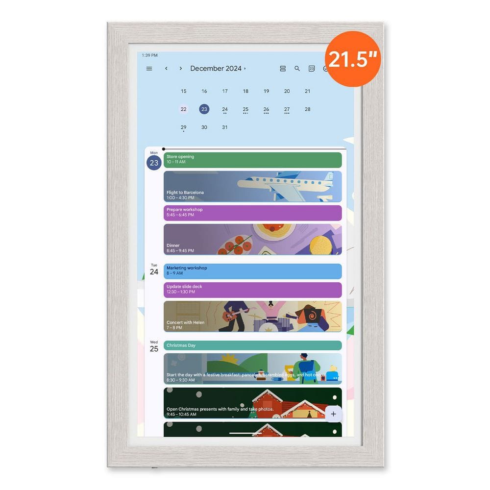 21.5  in. Touchscreen Electronic Calendar Display Spruce Gray Family Planne