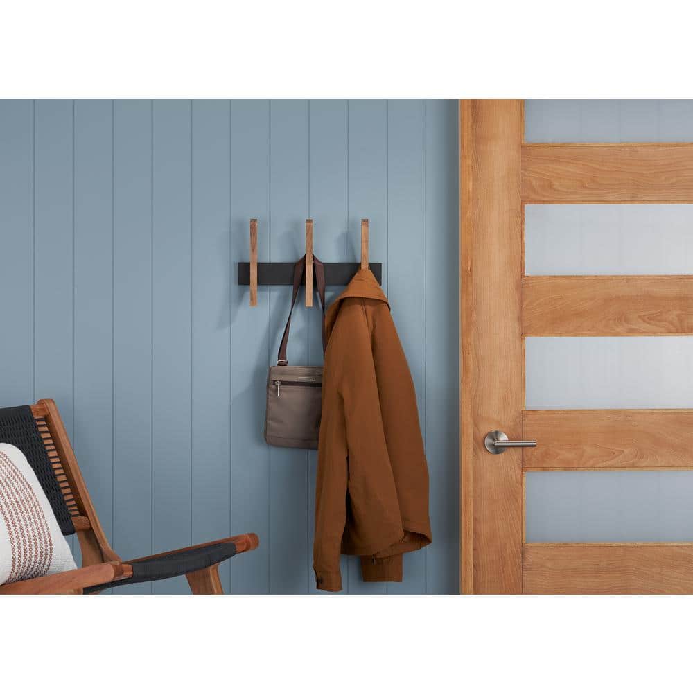 Trinity Black Walnut Mid-Century Coat Rack with Shelf