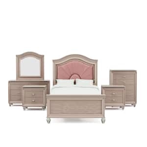 Panella Glam 6-Piece Rose Gold Twin Wood Kids Bedroom Set