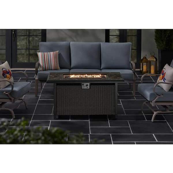 Home Decorators Collection Anaheim 49 in. W 50000 Btu Black Steel Propane Outdoor Fire Pit with Fire Glass