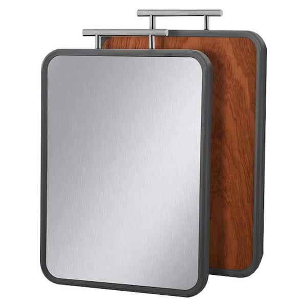 Non-Slip Cutting Board-Titanium and Ebony Wood 16.5 in. x 11.8 in. with TPR Sustainable and Ideal for Daily Chopping