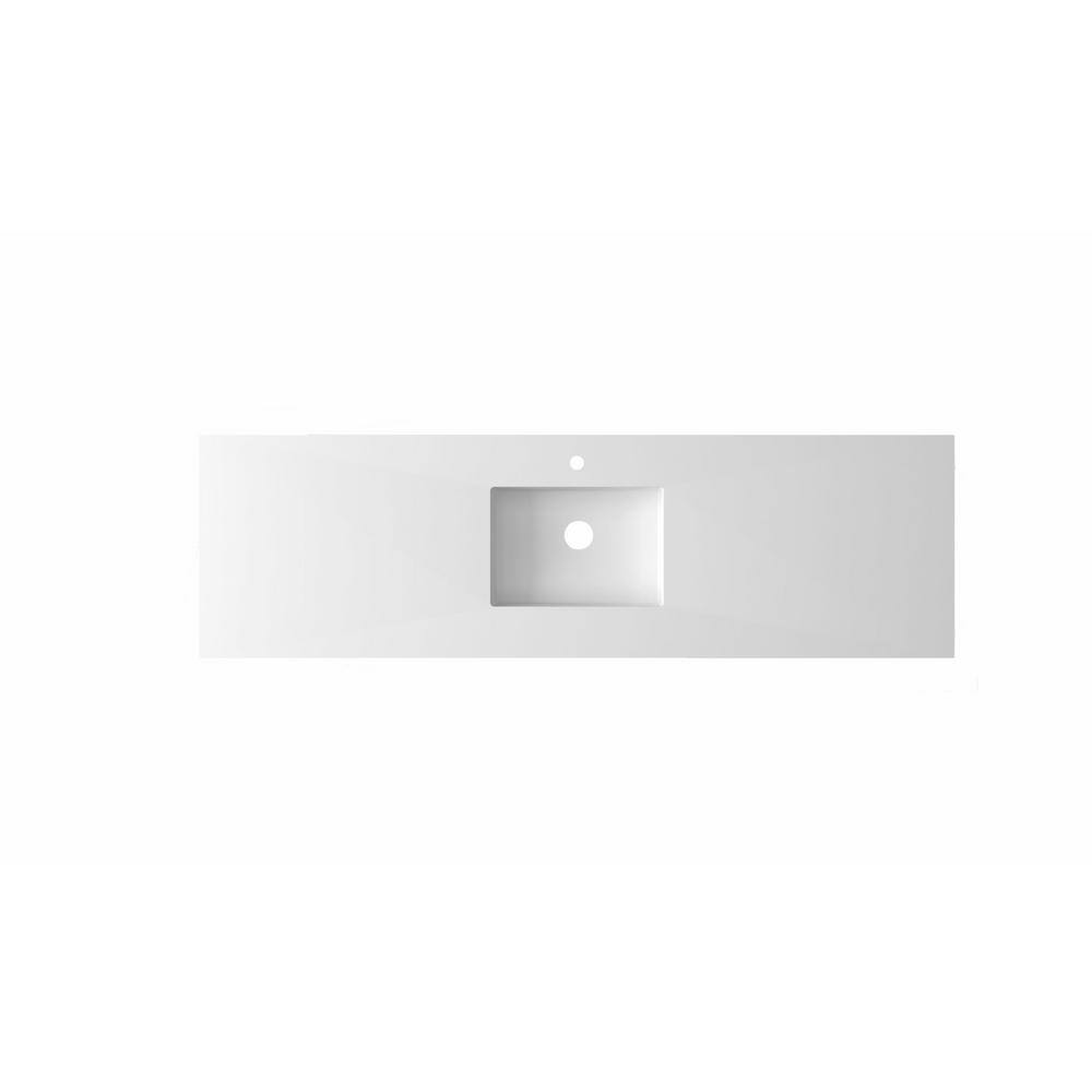 66" Matte White Solid Surface Single Sink Vanity Top