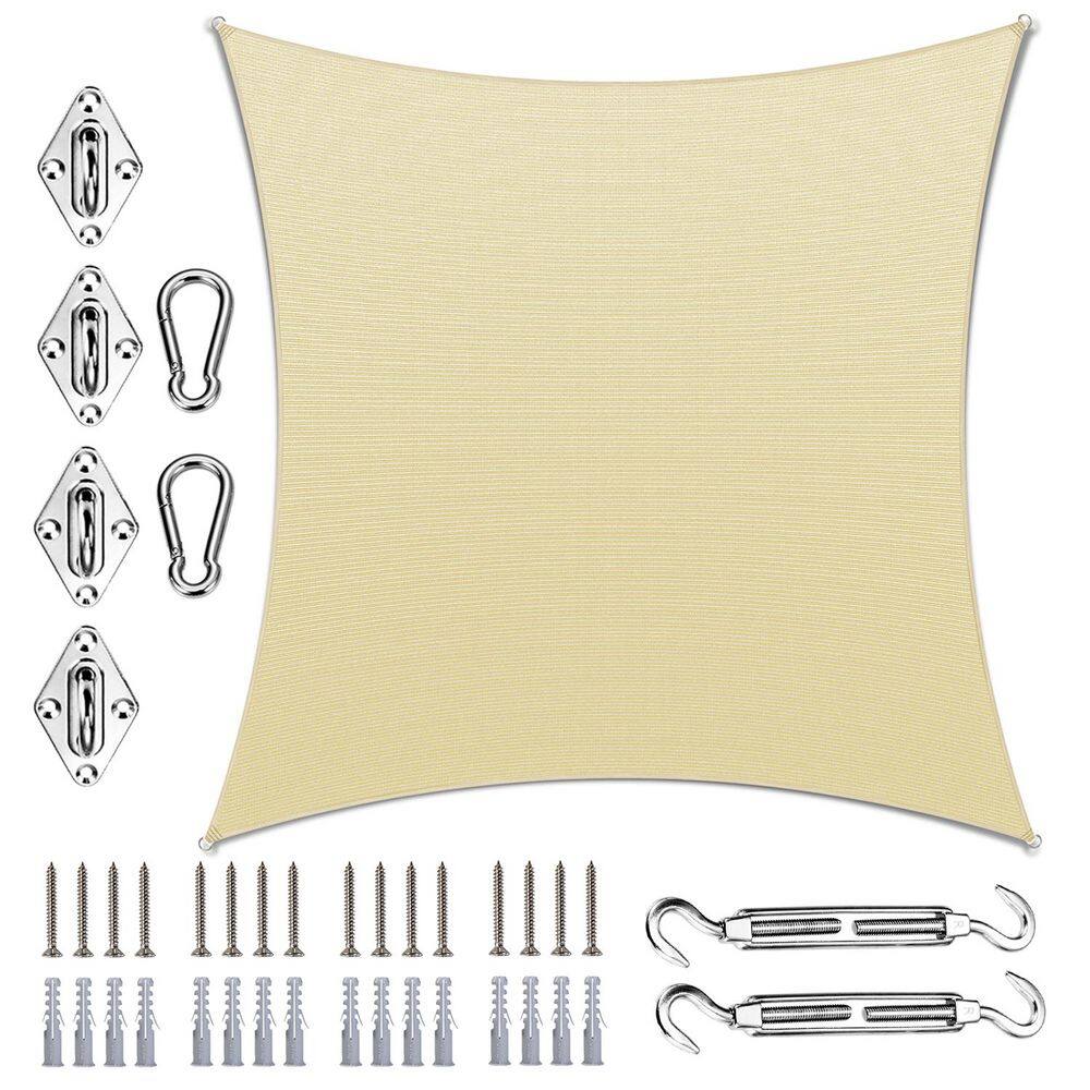 8 ft. x 14 ft. Rectangle Sun Shade Sail with Hardware Kit-Beige price history on PriceWatchPro
