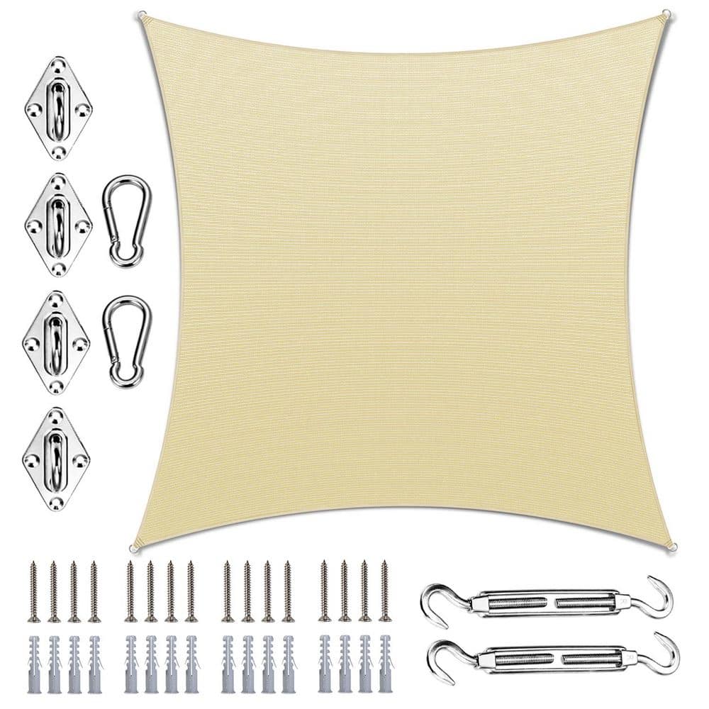 10 ft. x 13 ft. Rectangle Sun Shade Sail with Hardware Kit-Beige price history on PriceWatchPro