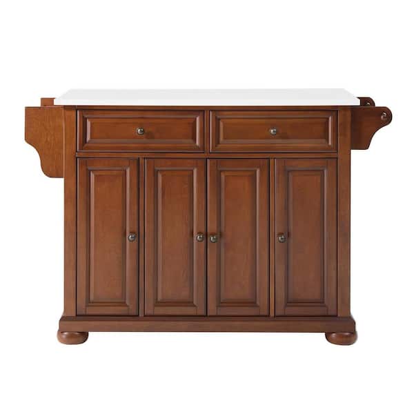 CROSLEY FURNITURE Alexandria Cherry Kitchen Island with White Granite Top