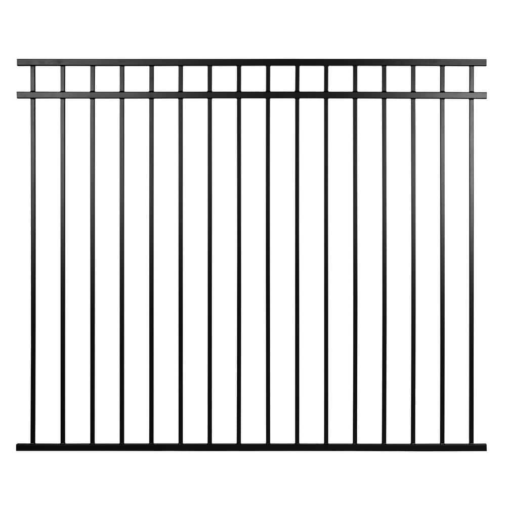 Nuvo Iron 5-ft x 6-ft Textured Black Galvanized Steel Fence Panel