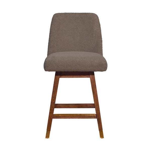HomeRoots 26 in. Taupe High Back Wood Bar Chair with Upholstery Seat