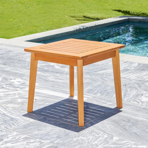 Unbranded Light Brown Wood Outdoor Side Table for Poolside