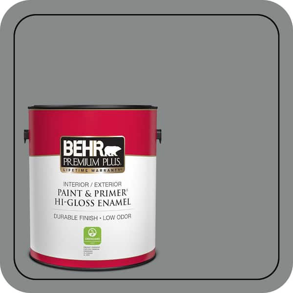 BEHR PREMIUM PLUS 1 gal. #N460-5 Slate Rock Hi-Gloss Enamel Interior/Exterior Paint & Primer