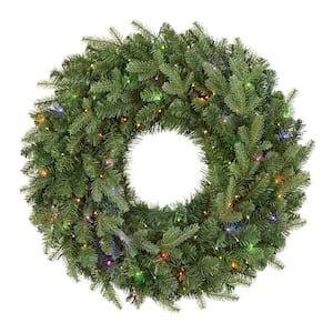30 in Grand Duchess Twinkling Battery Operated Balsam Fir LED Pre-Lit Wreath
