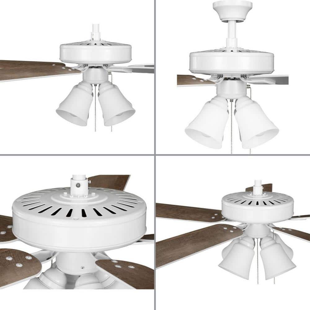 AirPro 52" White and Antique Wood Ceiling Fan with LED Light