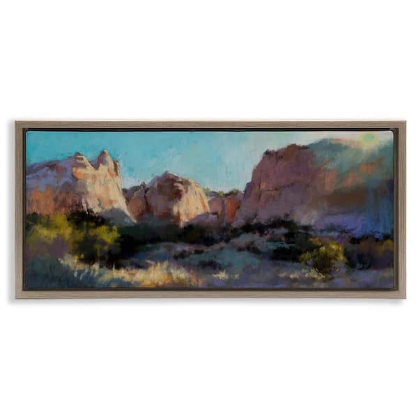 Stupell Industries Desert Cliffs Valley by Christine Debrosky Brown Floater Frame Nature Graphic Art Print 14 in. x 31 in.