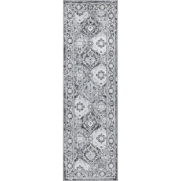 Well Woven Kensington Marjorie Vintage Oriental Persian Dark Grey 2 ft. 3 in. x 7 ft. 3 in. Runner Area Rug