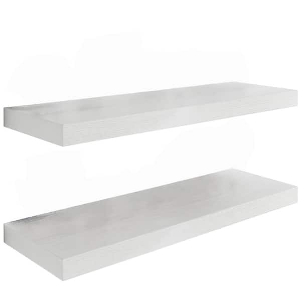 48 in.W x 12 in.D Floating Shelves,Long Wall Shelf,Rustic Wood Wall Shelves,White,2Pack
