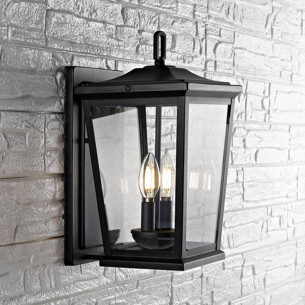 Elegant Morla Black Iron Outdoor Wall Lantern
