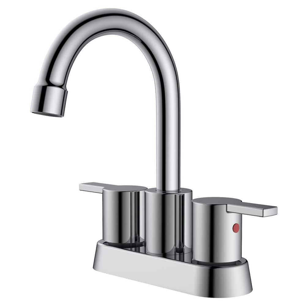 Surface Mounted 2 Handles Bathroom Faucet with Drain Kit Included in Chrome