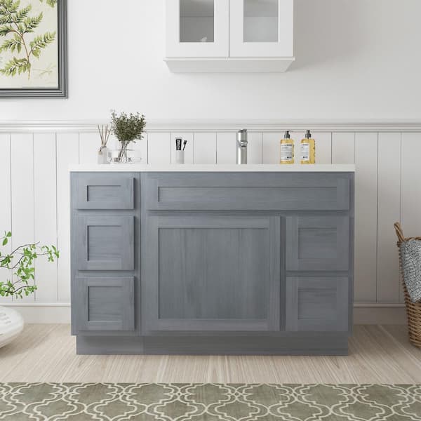 Vanity Art 48 in. W x 21 in. D x 32.5 in. H Bath Vanity Cabinet without Top in Silver