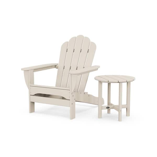 Trex Outdoor Furniture Sand Castle 2-Piece Plastic Patio Conversation Set in Oversized Adirondack Chair with Side Table Monterey Bay