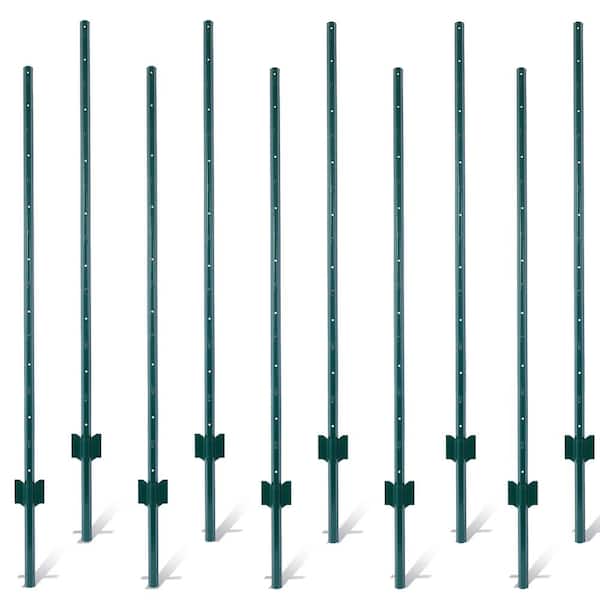 Tidoin 5 ft. H Heavy Duty Metal Fence Post with U-Channel (10 Pack)
