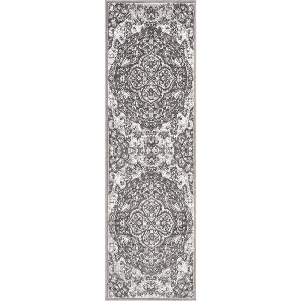 Well Woven Patras Grey Vintage Oriental Medallion 2x7 (2'3 x 7'3