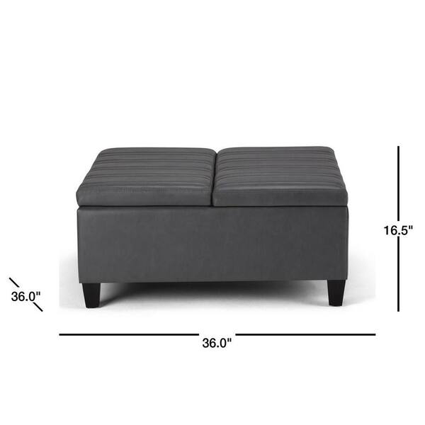Decent Home Black Storage Ottoman Bench with Large Space 36 x 20 x 15 Rectangular 