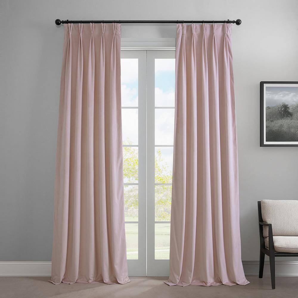 Ballet Pink Pleated Curtains Heritage Plush Velvet 25 in. W x 84 in. L Velvet Room Darkening Curtain (Single Panel) price history on PriceWatchPro