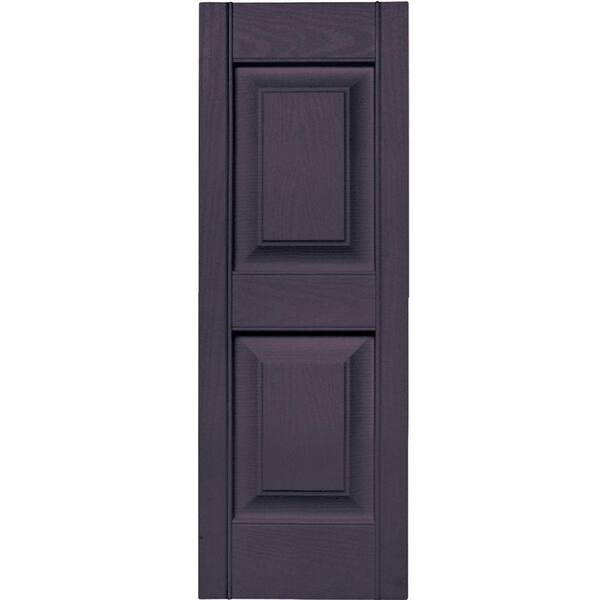 Builders Edge 12 in. x 35 in. Raised Panel Vinyl Exterior Shutters Pair in #285 Plum