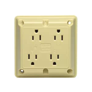 15 Amp Industrial Grade Extra Heavy Duty 4-in-1 Grounding Outlet, Ivory