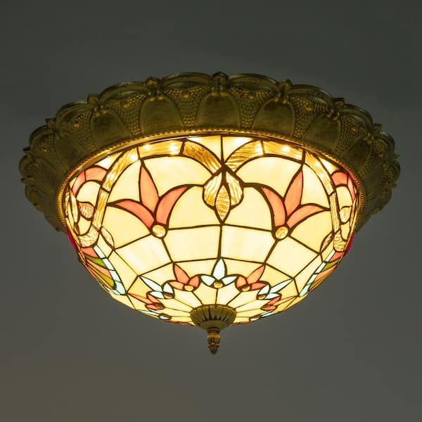 OUKANING 20.47 in. 36-Watt Gold European LED Flush Mount Ceiling