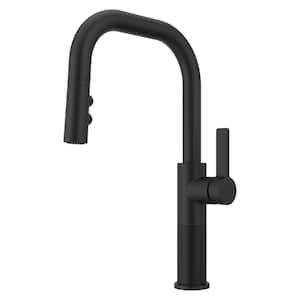 Montay Single-Handle Pull Down Sprayer Kitchen Faucet in Matte Black