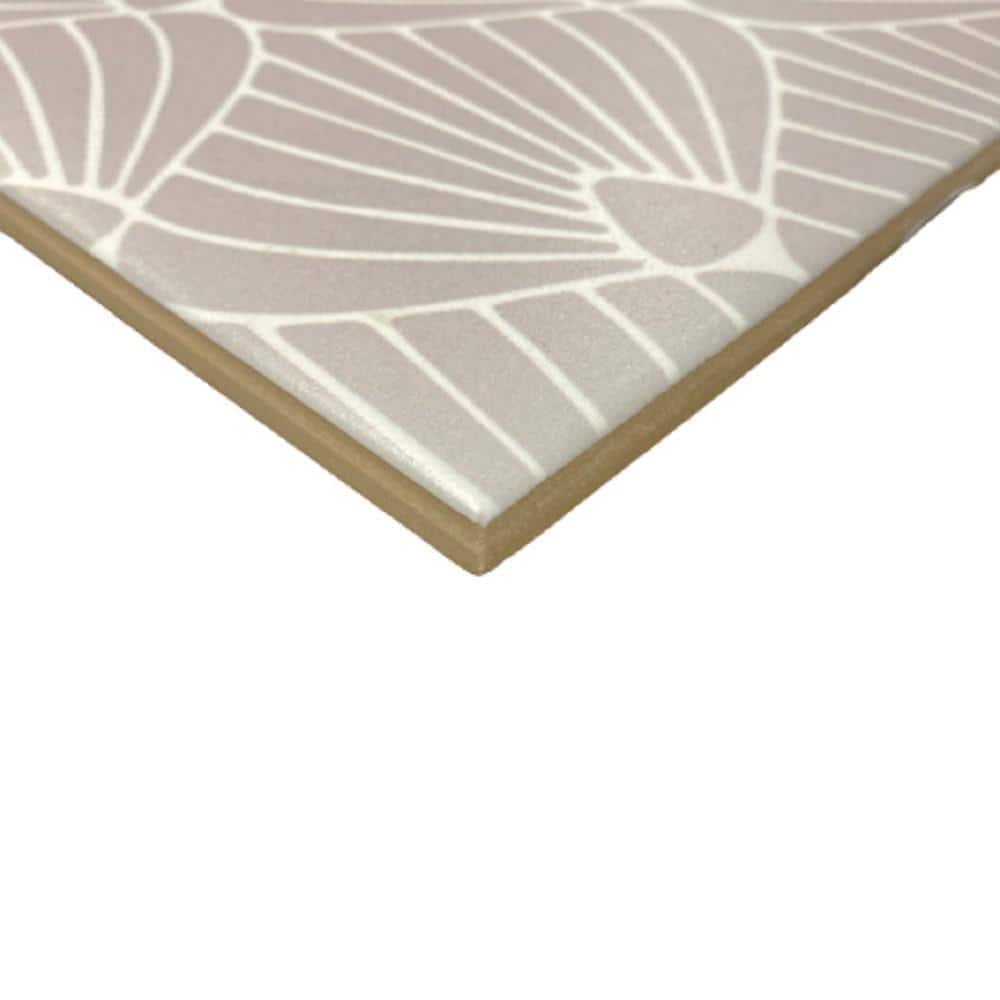 Epoque Shell Lavender and White Matte Ceramic Tile 8x8