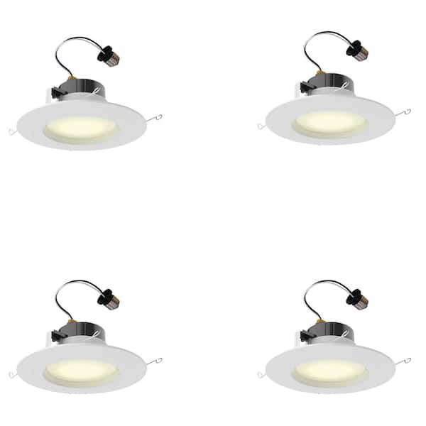 Commercial Electric 5 in. and 6 in. White Recessed LED Trim (4-Pack)