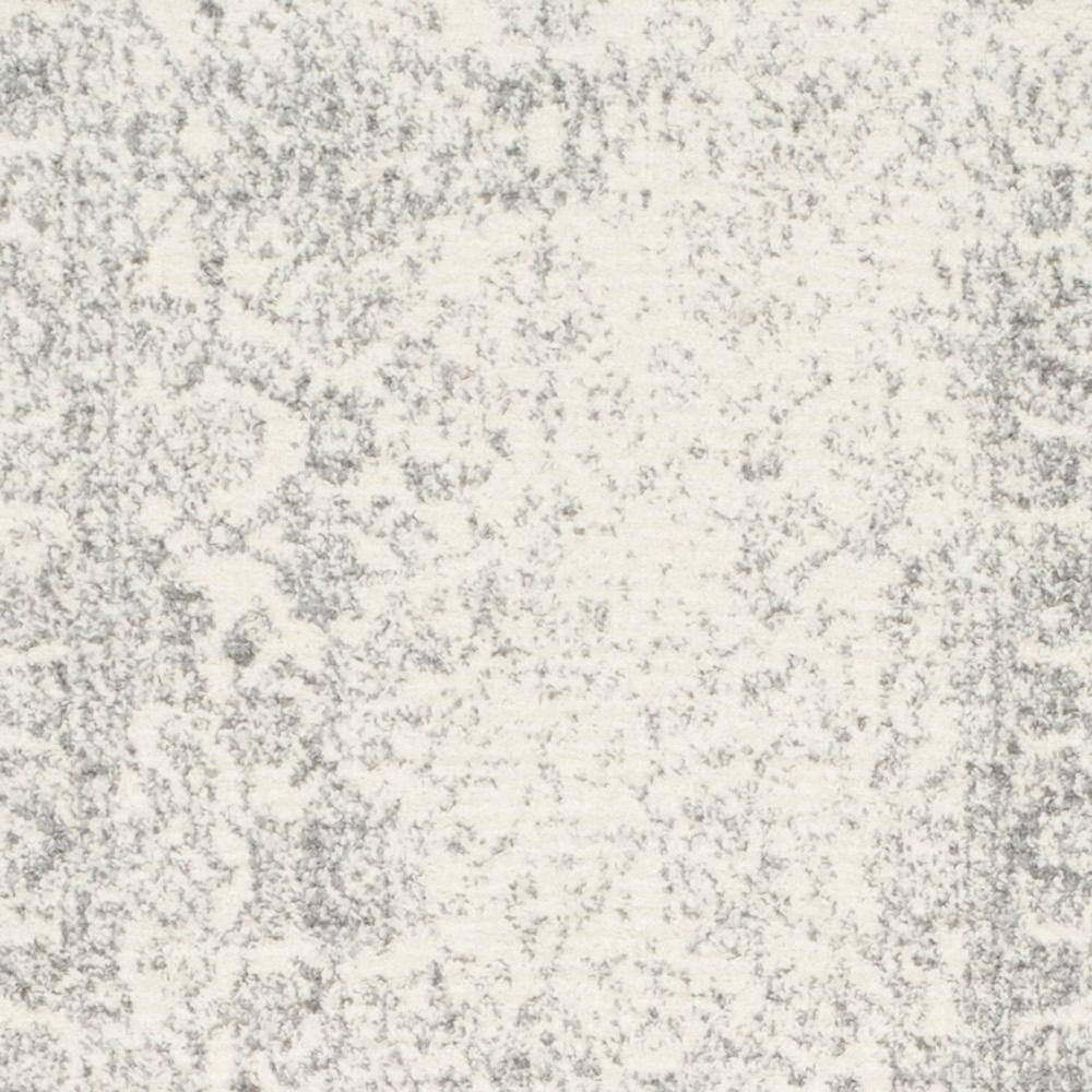 Ivory & Silver Oriental Distressed 30" Synthetic Area Rug