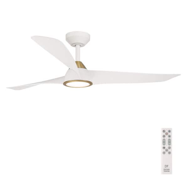 Hermosa 52 in. Indoor/Covered Outdoor Matte White Modern Ceiling Fan with Integrated 5CCT LED with Remote Control