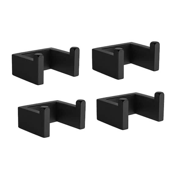 ATKING Bathroom 4-Piece Knob-Hook Double Robe/Towel Hook 2- in -1 Clothes Hook in Matte Black