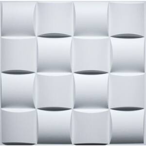 Falkirk Ross 2/25 in. x 19.7 in. x 19.7 in. White PVC Checkered 3D Decorative Wall Panel 5-Pack