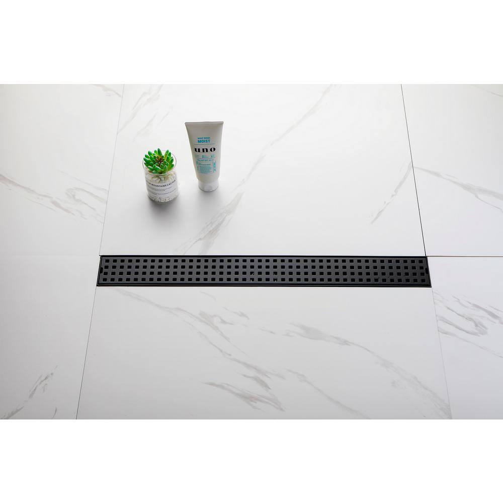 24 in. Black Stainless Steel Linear Shower Drain with Removable Grate