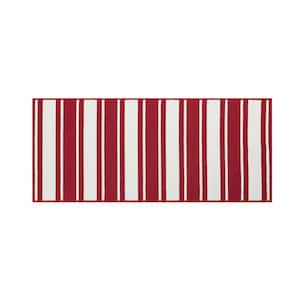 Tufted Red and White 2 ft. 2 in. x 5 ft. Gladwin Stripe Runner Rug