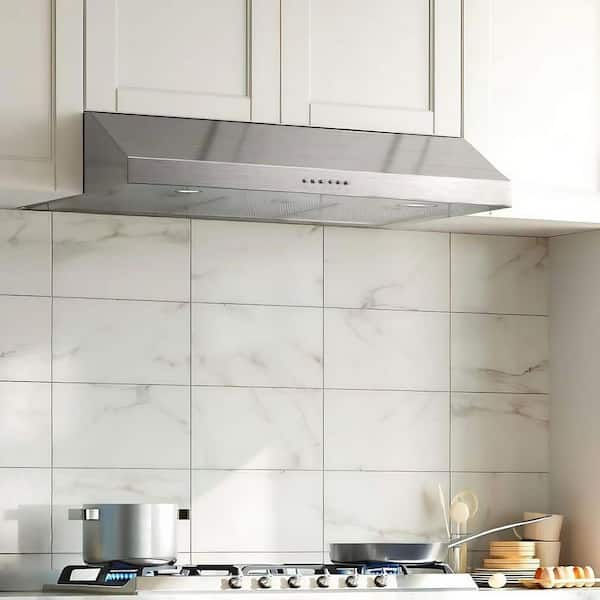 36 in. 400 CFM Ducted Under Cabinet Range Hood in Stainless Steel with 5-Layer Mesh Filters and Adjustable LED Light