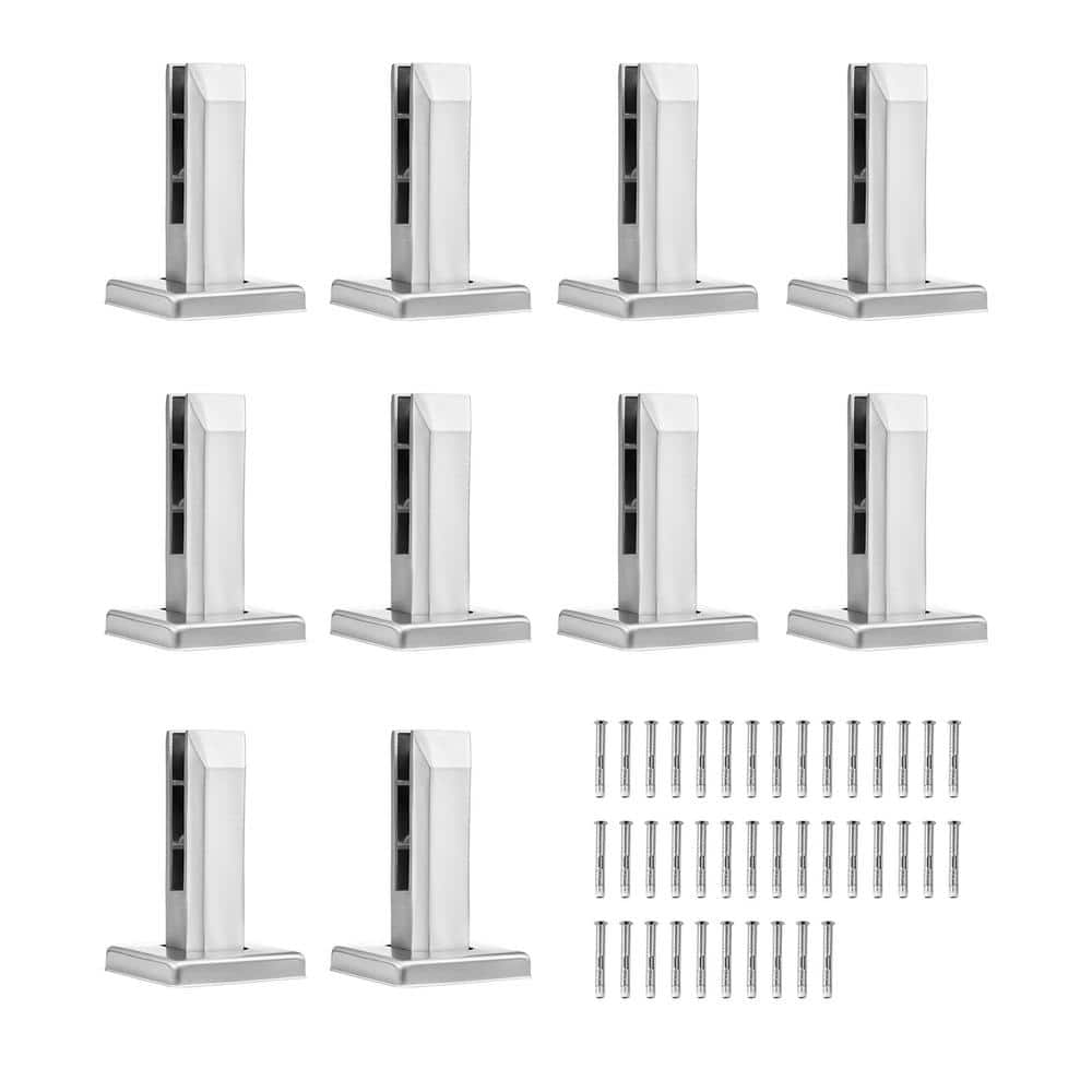Glass Clamp 10-PCS Railing Bracket 6.3 in. H x 4 in. W Silver 304 Stainless Steel for 0.31 to 0.47 in. Stair Railing Kit price history on PriceWatchPro