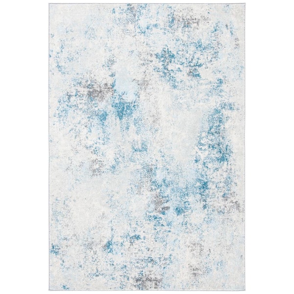 SAFAVIEH Tulum Ivory/Blue 4 ft. x 6 ft. Rustic Distressed Area Rug