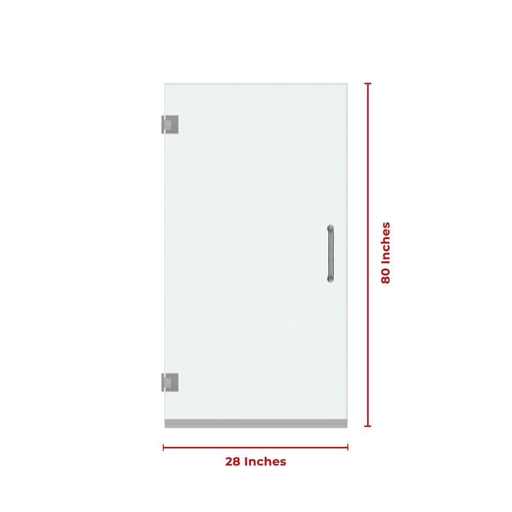 28" x 80" Frameless Clear Glass Pivot Shower Door with Chrome Finish