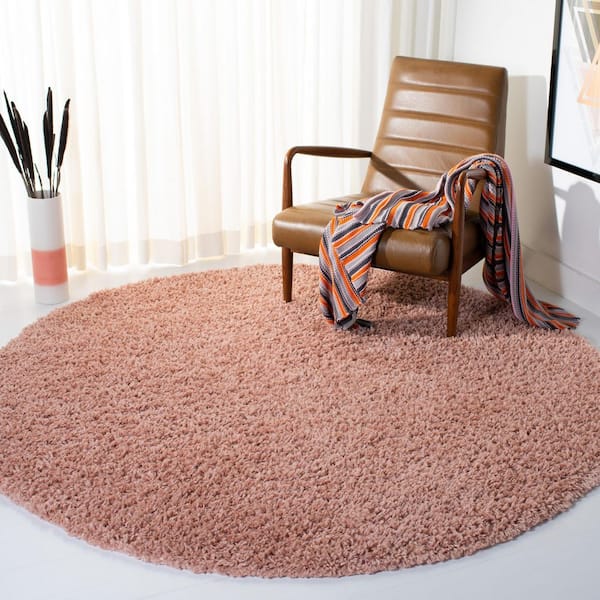 August Shag Rose 7 ft. x 7 ft. Solid Round Area Rug